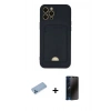 MARSİLYAN™- iPhone 12 Pro Max Kılıf Vadi Çizgi Prime - Siyah 3D Antistatik Hayalet Cam Ekran Koruyucu + Shine Kamera Lens Koruma Cam - MI
