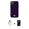 MARSİLYAN™- iPhone 12 Pro Max Kılıf Vadi Çizgi Prime - Siyah 3D Antistatik Hayalet Cam Ekran Koruyucu + Shine Kamera Lens - LT