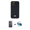 MARSİLYAN™- iPhone 12 Pro Max Kılıf Vadi Çizgi Prime - Siyah 3D Antistatik Seramik Nano Ekran Koruyucu + Neon Fosforlu Kamera Lens - BZ