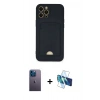 MARSİLYAN™- iPhone 12 Pro Max Kılıf Vadi Çizgi Prime - Siyah 3D Antistatik Seramik Nano Ekran Koruyucu + Neon Fosforlu Kamera Lens - MI