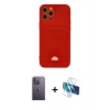 MARSİLYAN™- iPhone 12 Pro Max Kılıf Vadi Çizgi Prime - Siyah 3D Antistatik Seramik Nano Ekran Koruyucu + Neon Fosforlu Kamera Lens - BZ