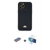 MARSİLYAN™- iPhone 12 Pro Max Kılıf Vadi Çizgi Prime - Siyah 3D Antistatik Seramik Nano Ekran Koruyucu + Renkli Kamera Lens Koruma Cam - TU