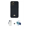 MARSİLYAN™- iPhone 12 Pro Max Kılıf Vadi Çizgi Prime - Siyah 3D Antistatik Seramik Nano Ekran Koruyucu + Shine Kamera Lens - LT