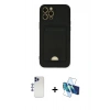 MARSİLYAN™- iPhone 12 Pro Max Kılıf Vadi Çizgi Prime - Siyah 3D Antistatik Seramik Nano Ekran Koruyucu + Shine Kamera Lens - LT