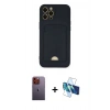 MARSİLYAN™- iPhone 12 Pro Max Kılıf Vadi Çizgi Prime - Siyah 3D Antistatik Seramik Nano Ekran Koruyucu + Neon Fosforlu Kamera Lens - TU
