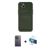 MARSİLYAN™- iPhone 12 Pro Max Kılıf Vadi Çizgi Prime - Siyah 3D Antistatik Seramik Nano Ekran Koruyucu + Yeşil Neon Fosforlu Kamera Lens