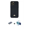 MARSİLYAN™- iPhone 12 Pro Max Kılıf Vadi Çizgi Prime - Siyah 3D Antistatik Seramik Nano Ekran Koruyucu + Renkli Kamera Lens Koruma Cam - YL