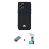 MARSİLYAN™- iPhone 12 Pro Max Kılıf Vadi Çizgi Prime - Siyah 5D Eko Cam Ekran Koruyucu + Metal Kamera Lens Koruma Cam - KI