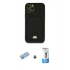 MARSİLYAN™- iPhone 12 Pro Max Kılıf Vadi Çizgi Prime - Siyah 5D Eko Cam Ekran Koruyucu + Mavi Shine Kamera Lens Koruma Cam