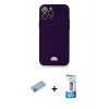 MARSİLYAN™- iPhone 12 Pro Max Kılıf Vadi Çizgi Prime - Siyah 5D Eko Cam Ekran Koruyucu + Mavi Shine Kamera Lens Koruma Cam