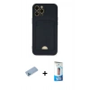 MARSİLYAN™- iPhone 12 Pro Max Kılıf Vadi Çizgi Prime - Siyah 5D Eko Cam Ekran Koruyucu + Mavi Shine Kamera Lens Koruma Cam