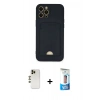 MARSİLYAN™- iPhone 12 Pro Max Kılıf Vadi Çizgi Prime - Siyah 5D Eko Cam Ekran Koruyucu + Shine Kamera Lens - GD