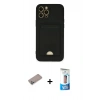 MARSİLYAN™- iPhone 12 Pro Max Kılıf Vadi Çizgi Prime - Siyah 5D Eko Cam Ekran Koruyucu + Shine Kamera Lens Koruma Cam - SABE