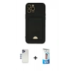 MARSİLYAN™- iPhone 12 Pro Max Kılıf Vadi Çizgi Prime - Siyah 5D Eko Cam Ekran Koruyucu + Shine Kamera Lens - LT