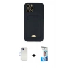 MARSİLYAN™- iPhone 12 Pro Max Kılıf Vadi Çizgi Prime - Siyah 5D Eko Cam Ekran Koruyucu + Shine Kamera Lens - LT
