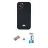 MARSİLYAN™- iPhone 12 Pro Max Kılıf Vadi Çizgi Prime - Siyah 5D Eko Cam Ekran Koruyucu + Shine Kamera Lens Koruma Cam - SABE