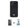 MARSİLYAN™- iPhone 12 Pro Max Kılıf Vadi Çizgi Prime - Siyah 5D Eko Cam Ekran Koruyucu + Neon Fosforlu Kamera Lens - YL