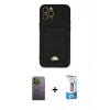 MARSİLYAN™- iPhone 12 Pro Max Kılıf Vadi Çizgi Prime - Siyah 5D Eko Cam Ekran Koruyucu + Neon Fosforlu Kamera Lens - YL