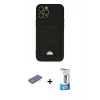 MARSİLYAN™- iPhone 12 Pro Max Kılıf Vadi Çizgi Prime - Siyah 5D Eko Cam Ekran Koruyucu + Renkli Kamera Lens Koruma Cam - YL