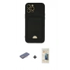 MARSİLYAN™- iPhone 12 Pro Max Kılıf Vadi Çizgi Prime - Siyah 6D Mat Seramik Hayalet Nano Ekran Koruyucu + Renkli Kamera Lens Koruma Cam - PE