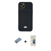 MARSİLYAN™- iPhone 12 Pro Max Kılıf Vadi Çizgi Prime - Siyah 6D Mat Seramik Hayalet Nano Ekran Koruyucu + Pembe Shine Kamera Lens Koruma Cam