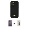 MARSİLYAN™- iPhone 12 Pro Max Kılıf Vadi Çizgi Prime - Siyah 6D Mat Seramik Hayalet Nano Ekran Koruyucu + Neon Fosforlu Kamera Lens - SI