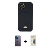 MARSİLYAN™- iPhone 12 Pro Max Kılıf Vadi Çizgi Prime - Siyah 6D Mat Seramik Hayalet Nano Ekran Koruyucu + Neon Fosforlu Kamera Lens - MI