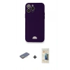 MARSİLYAN™- iPhone 12 Pro Max Kılıf Vadi Çizgi Prime - Siyah 6D Mat Seramik Hayalet Nano Ekran Koruyucu + Renkli Kamera Lens Koruma Cam - SI