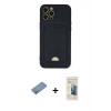 MARSİLYAN™- iPhone 12 Pro Max Kılıf Vadi Çizgi Prime - Siyah 6D Mat Seramik Hayalet Nano Ekran Koruyucu + Gümüş Shine Kamera Lens Koruma Cam