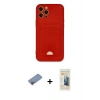 MARSİLYAN™- iPhone 12 Pro Max Kılıf Vadi Çizgi Prime - Siyah 6D Mat Seramik Hayalet Nano Ekran Koruyucu + Pembe Shine Kamera Lens Koruma Cam
