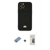 MARSİLYAN™- iPhone 12 Pro Max Kılıf Vadi Çizgi Prime - Siyah 6D Mat Seramik Hayalet Nano Ekran Koruyucu + Gökkuşağı Shine Kamera Lens Koruma Cam