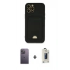 MARSİLYAN™- iPhone 12 Pro Max Kılıf Vadi Çizgi Prime - Siyah Bilvis Hayalet Cam Ekran Koruyucu + Neon Fosforlu Kamera Lens - BZ