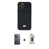 MARSİLYAN™- iPhone 12 Pro Max Kılıf Vadi Çizgi Prime - Siyah Bilvis Hayalet Cam Ekran Koruyucu + Neon Fosforlu Kamera Lens - BZ