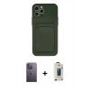 MARSİLYAN™- iPhone 12 Pro Max Kılıf Vadi Çizgi Prime - Siyah Bilvis Hayalet Cam Ekran Koruyucu + Neon Fosforlu Kamera Lens - BZ