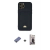 MARSİLYAN™- iPhone 12 Pro Max Kılıf Vadi Çizgi Prime - Siyah Bilvis Hayalet Cam Ekran Koruyucu + Metal Kamera Lens Koruma Cam - GD