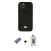 MARSİLYAN™- iPhone 12 Pro Max Kılıf Vadi Çizgi Prime - Siyah Bilvis Hayalet Cam Ekran Koruyucu + Metal Kamera Lens Koruma Cam - GD
