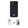 MARSİLYAN™- iPhone 12 Pro Max Kılıf Vadi Çizgi Prime - Siyah Bilvis Hayalet Cam Ekran Koruyucu + Shine Kamera Lens - GD