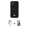 MARSİLYAN™- iPhone 12 Pro Max Kılıf Vadi Çizgi Prime - Siyah Bilvis Hayalet Cam Ekran Koruyucu + Shine Kamera Lens - GD