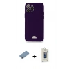 MARSİLYAN™- iPhone 12 Pro Max Kılıf Vadi Çizgi Prime - Siyah Bilvis Hayalet Cam Ekran Koruyucu + Gümüş Shine Kamera Lens Koruma Cam