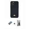 MARSİLYAN™- iPhone 12 Pro Max Kılıf Vadi Çizgi Prime - Siyah Bilvis Hayalet Cam Ekran Koruyucu + Metal Kamera Lens Koruma Cam - KI