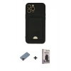 MARSİLYAN™- iPhone 12 Pro Max Kılıf Vadi Çizgi Prime - Siyah Bilvis Hayalet Cam Ekran Koruyucu + Metal Kamera Lens Koruma Cam - KI