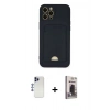 MARSİLYAN™- iPhone 12 Pro Max Kılıf Vadi Çizgi Prime - Siyah Bilvis Hayalet Cam Ekran Koruyucu + Shine Kamera Lens - LT