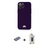 MARSİLYAN™- iPhone 12 Pro Max Kılıf Vadi Çizgi Prime - Siyah Bilvis Hayalet Cam Ekran Koruyucu + Renkli Kamera Lens Koruma Cam - MI