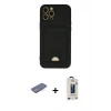 MARSİLYAN™- iPhone 12 Pro Max Kılıf Vadi Çizgi Prime - Siyah Bilvis Hayalet Cam Ekran Koruyucu + Renkli Kamera Lens Koruma Cam - MI
