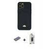 MARSİLYAN™- iPhone 12 Pro Max Kılıf Vadi Çizgi Prime - Siyah Bilvis Hayalet Cam Ekran Koruyucu + Renkli Kamera Lens Koruma Cam - MI