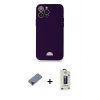 MARSİLYAN™- iPhone 12 Pro Max Kılıf Vadi Çizgi Prime - Siyah Bilvis Hayalet Cam Ekran Koruyucu + Metal Kamera Lens Koruma Cam - KI
