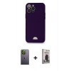 MARSİLYAN™- iPhone 12 Pro Max Kılıf Vadi Çizgi Prime - Siyah Bilvis Hayalet Cam Ekran Koruyucu + Neon Fosforlu Kamera Lens - YL