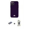 MARSİLYAN™- iPhone 12 Pro Max Kılıf Vadi Çizgi Prime - Siyah Bilvis Hayalet Cam Ekran Koruyucu + Renkli Kamera Lens Koruma Cam - PE