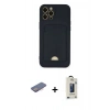 MARSİLYAN™- iPhone 12 Pro Max Kılıf Vadi Çizgi Prime - Siyah Bilvis Hayalet Cam Ekran Koruyucu + Renkli Kamera Lens Koruma Cam - PE