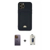 MARSİLYAN™- iPhone 12 Pro Max Kılıf Vadi Çizgi Prime - Siyah Bilvis Hayalet Cam Ekran Koruyucu + Neon Fosforlu Kamera Lens - SI